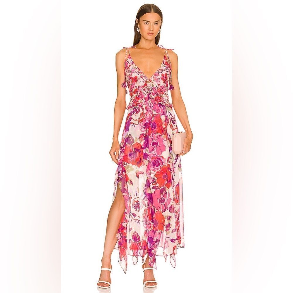 New MISA Diana Dress in White Coming Up Roses